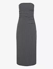 Strapless Pinstripe Dress Mango Grey