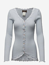 Rwbabette Ls V-neck Regular Lace Ca Rosemunde Grey