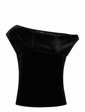 Asymmetric Velvet Top Mango Black