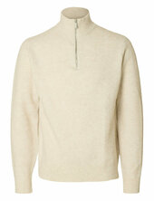 Slhrai Ls Knit Half Zip Selected Cream