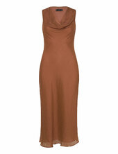 Draped-neck Lyocell Dress Mango Brown