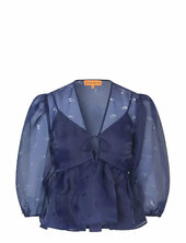 1608 Organza, Long Sleeve Bow Top Stine Goya Purple