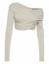 Viscose Jersey Stretch Cropped Long Sleeve Top Han Kjøbenhavn Beige