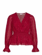 Vifeather L/s V-neck Top /ka Vila Red