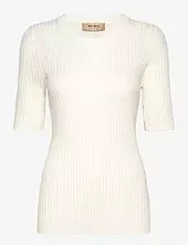 Mmrelena Rib Ss Crew Neck Knit Mos Mosh Cream