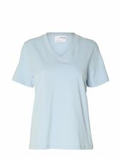 Slfessential Ss V-neck Tee Noos Selected Blue