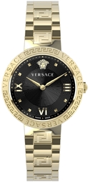 Versace Dameur Ve2k00721 Greca Sort/gul Guldtonet Stål Ø36 Mm