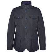 Frakker Barbour  Ogston Waxed Cotton Jacket - Navy