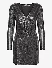 Pursed Sequined Dress Mango Silver