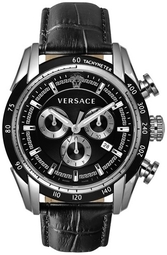 Versace Herreur Vedb00118 V Ray Chrono Sort/læder Ø44 Mm