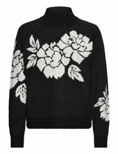 Vicilia Mock Neck L/s Jaquard Top - Noos Vila Black