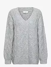 Cable Knit V-neck Rosemunde Grey