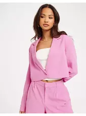 Only Onlbirgitta L/s Crop Blazer Tlr Dressjakker & Blazere Fuchsia Pink