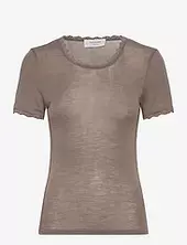 Rwsamber Ss T-shirt W. Lace Rosemunde Beige