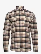 Checked Brushed Shirt L/s Lindbergh Beige