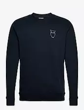 Small Owl Chest Print Sweat - Gots/ Knowledge Cotton Apparel Navy
