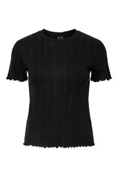 Pieces - T-shirt - Pc Marie Ss O-neck Poin Top - Black