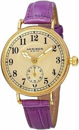 Akribos Xxiv Dameur Ak828pu Guld/læder Ø36 Mm