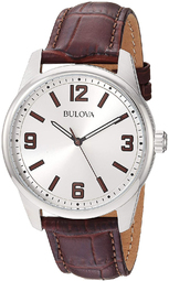 Bulova Herreur 96a153 Sølvfarvet/læder Ø40 Mm