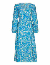 Objleonora L/s Wrap Midi Dress Noos Object Blue