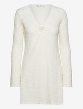 Textured Dress With Hoop Detail Mango Cream