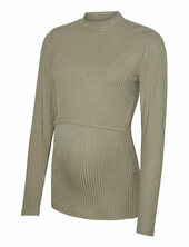 Mltrinity June Ls Jrs Top High Neck 2f Mamalicious Beige