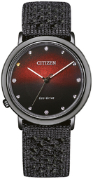 Citizen Dameur Em1007-47e Eco Drive Rød/tekstil Ø34 Mm