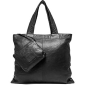 Shopper Af Lammeskind Sort M/ Lynlås Og Ekstra Clutch - Depeche