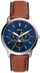 Fossil Herreur Fs5903 Neutra Minimalist Blå/læder Ø42 Mm