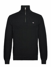 Cotton Micro Textured Half Zip Gant Black