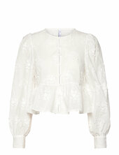 Flower-embroidered Cotton Blouse Mango White