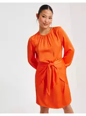 Vila Viannes O-neck L/s Short Dress/dc Satinkjoler Tigerlily