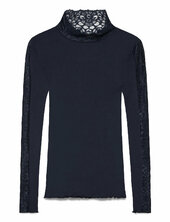 Rwbeatha Silk Ls Lace T-shirt Rosemunde Navy