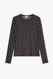 Printed Sheer Jersey Longsleeve A1040076 - Black - Ganni - Mønstret S