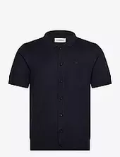 Ecovero S/s Cardigan W. Collar Lindbergh Navy