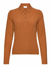 Shiny Rib Button Polo Filippa K Orange