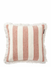Block Striped Organic Cotton Fringe Pillow Cover Lexington Home White
