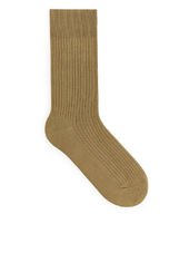 Supima Cotton Rib Socks - Beige
