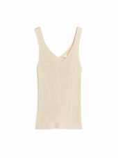 Rib-knit Tank Top - Beige