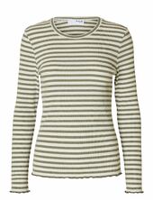 Slfanna Ls Crew Neck Tee Str Noos Selected Green