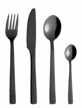 Raw - Bestik Bestikæske 48 Dele Blank Sort Belægning 12 X Kniv - Ske - Gaffel - Kaffeske Gaveæske Aida Black