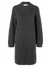Slflulu Ls High Neck Knit Dress Selected Grey