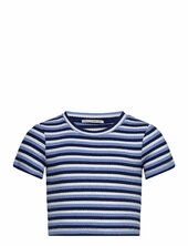 Cropped Striped Rib T-shirt Tom Tailor Blue