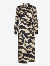 Printed Satin Dress Mango Black