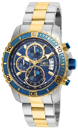 Invicta Herreur 22415 Pro Diver Blå/gul Guldtonet Stål Ø45 Mm