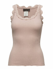 Rwbabette Silk Sl U-neck Long Lace Rosemunde Pink