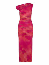 Floral Midi-dress With Asymmetrical Neckline Mango Pink