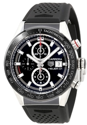 Tag Heuer Herreur Car201z.ft6046 Carrera Sort/gummi Ø43 Mm