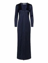 Andromeda Heavy Satin Dress Wood Wood Navy