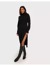 Michael Kors Turtle Nk Slit Midi Drs Strikkjoler Black